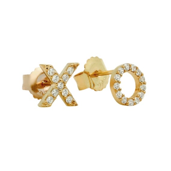 xoxo earrings. xoxo stud earrings. xoxo silver stud by Jadorelli