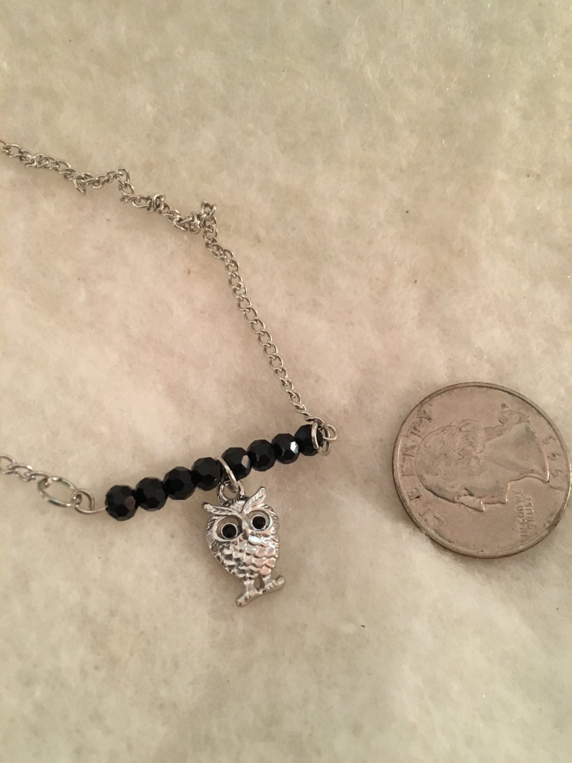 Beaded Owl Charm Necklace by StitchByStitch36 on Etsy