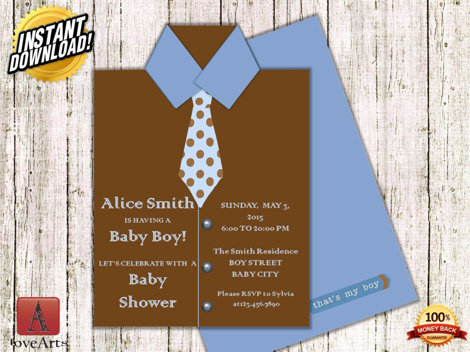 Instant Download Boy's 2nd Birthday Invitation by LoveArtSyou