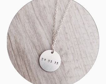 Date Necklace | Custom Date Necklace | Initial Necklace | Silver Date Necklace |Birthdate Necklace | Engraved Necklace | DOB Necklace