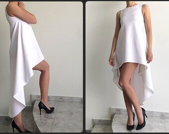 Asymmetric Dress/Women's Dress/White Dress/Comfortable dress/Extravagant Dress/Elegant Dress