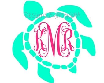 Sea turtle Monogram Initials SVG Digital cutting file Instant Download - Use on your cutting machine Vector