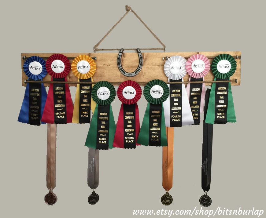 3ft Rustic Ribbon & Awards Rack Wooden Horseshow Ribbon