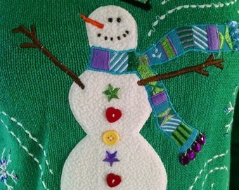 Ugly Sweater Green / Size Small / 35"-38" (89cm-97cm) / Wide range due to the stitch of the knit / More Sexy in larger sizes