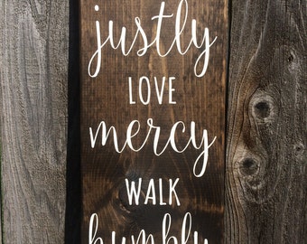 Stained Wood Micah 6:8 painted sign