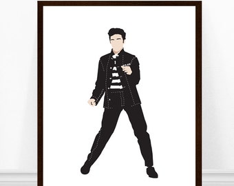 Elvis Presley Art Print, Jailhouse Rock Print, Elvis Portrait Art, Elvis Illustration, Elvis Poster, Elvis Art, Jailhouse Rock Elvis
