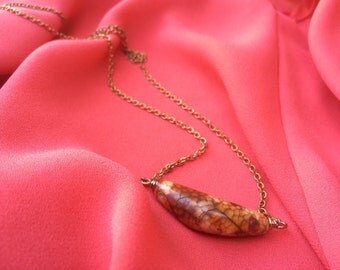 Simple Handmade Jasper Bar Necklace, Minimalist, Layering, Fall Fashion