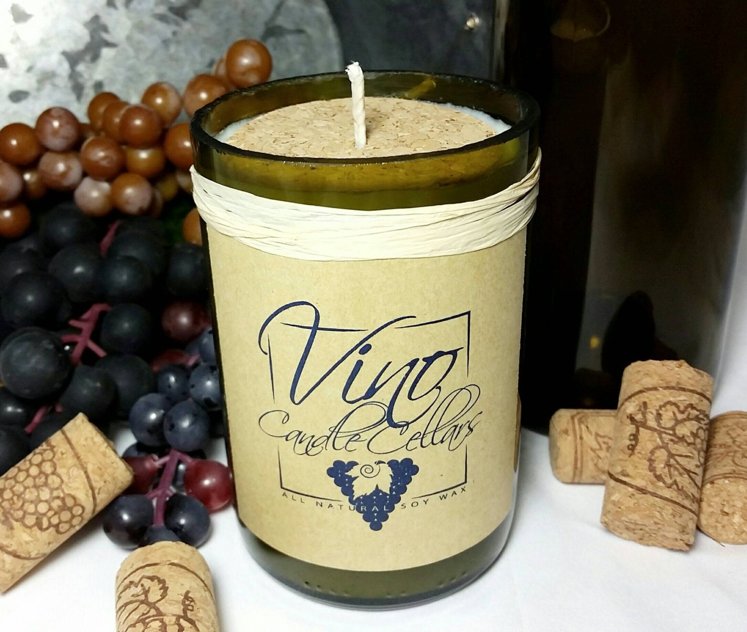 Recycled Wine Bottle Vino Candle Cellars by VinoCandleCellars
