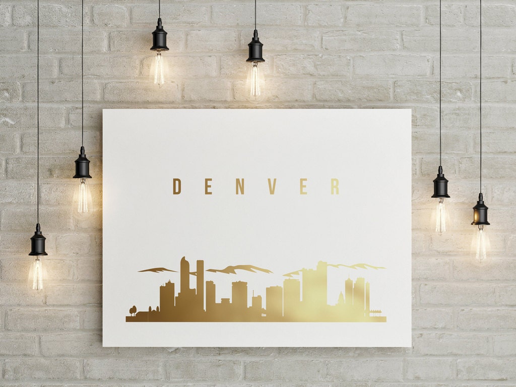 Denver Print Denver Skyline Denver Cityscape Skyline Art