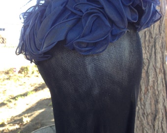 Vintage Navy Casque Petal Hat