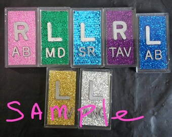 Custom Xray Markers With Glitter Background Variety with initials lead letters