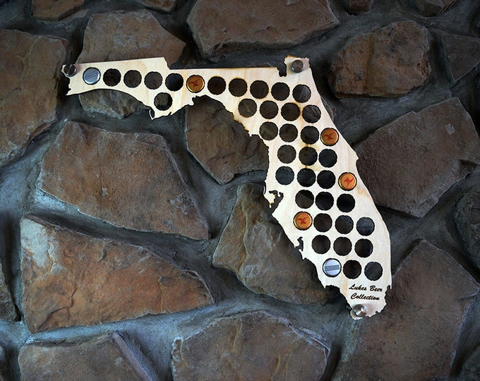 Personalized Florida Beer Cap Map Perfect For Pubs Man Caves and Groomsman Gifts