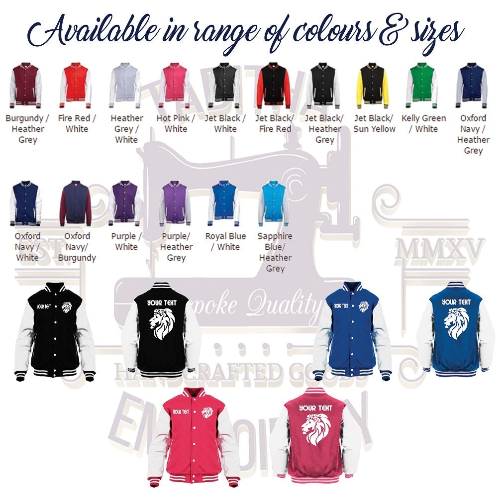Personalised Custom Varsity Jacket Name and Number Unisex
