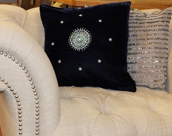 Velvet Cushions,Handmade Cushions,Large Cushions, Blue Cushions,Pink Cushions, Embroidered Cushions