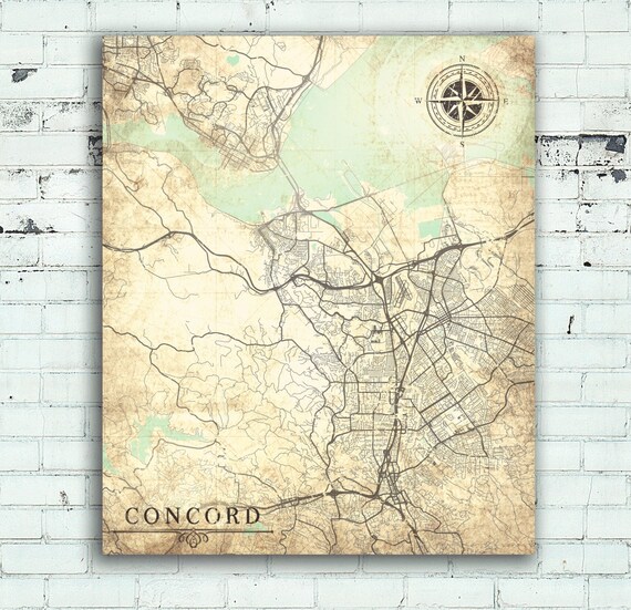 CONCORD California Vintage map Concord City by NatalyBorichArt