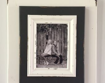 Lightly distressed, 3 layer, black and white 5x7 picture frame.