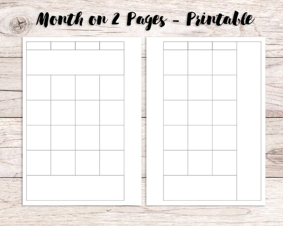 Undated Month on 2 Pages A5 Planner Printable Insert