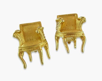 Vintage Signed "Karl Lagerfeld" Abstract Chair Earrings