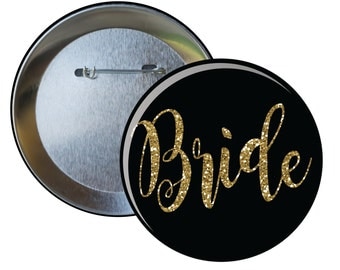 Six Bride Bridesmaid Party Personalized Pin Buttons, Wedding Bachelorette Custom Pins for Celebration Event