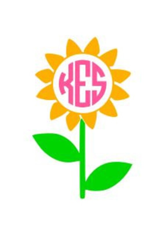 Download Sunflower Monogram SVG Studio 3 DXF AI ps and pdf Cutting