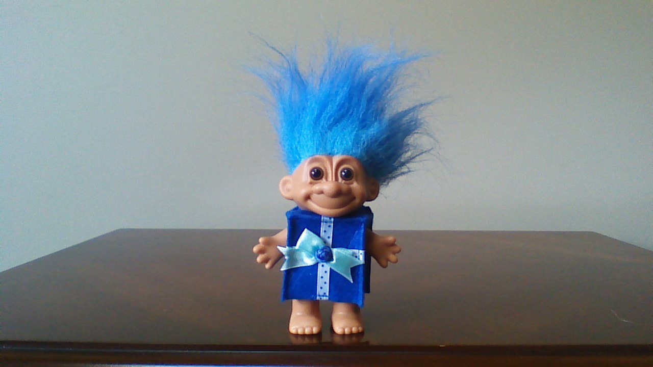 Vintage Russ Troll Doll Present Gift Blue Hair Trolls 5