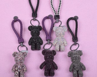 crystal teddy bear keychain