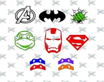Superhero Svg Cuttable Files, Ninja Turtle SVG Design, Studio 3 file, Batman, Superman, Teenage mutant ninja turtle, Ironman, Hulk, TMNT
