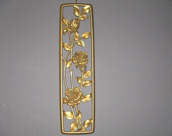 Retro Wall Hanging/Dart Ind Made in USA/Gold Flower Wall Hanging/1950's Wall Art