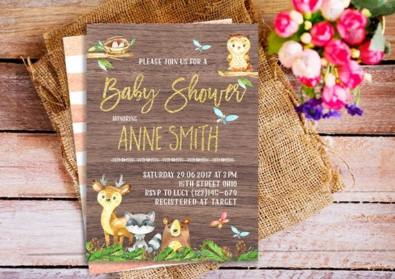 Rustic Woodland Baby Shower Invitations 3