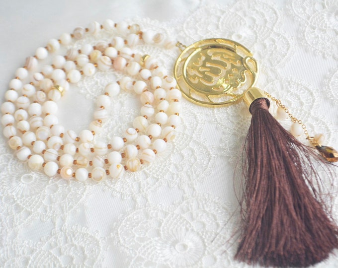Mashaallah pendant necklace, islamic rosary, ivory bridal masbaha, subhah, umrah, Maasha allah tasbeh, sibhah, masbaha, tasbeeh, 99 prayer