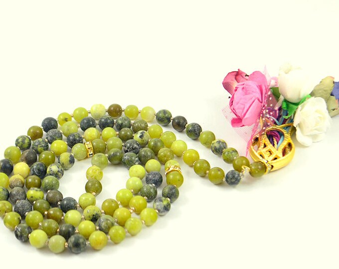 green jade masbaha, islamic mala, rosary necklace, rose pedant tasbeh, turkish misbahah, handmade misbaha, islamic praying beads, 99 beads