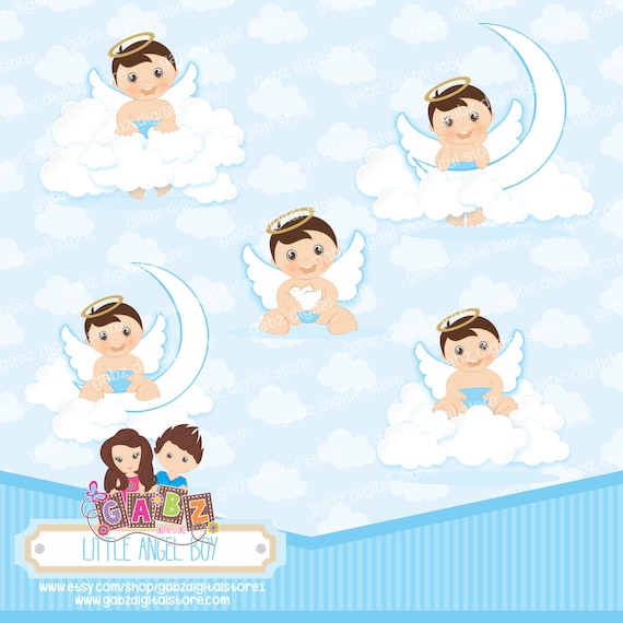 Little Angel Boy Clipart Baptism Christening Baby by GabzClipart