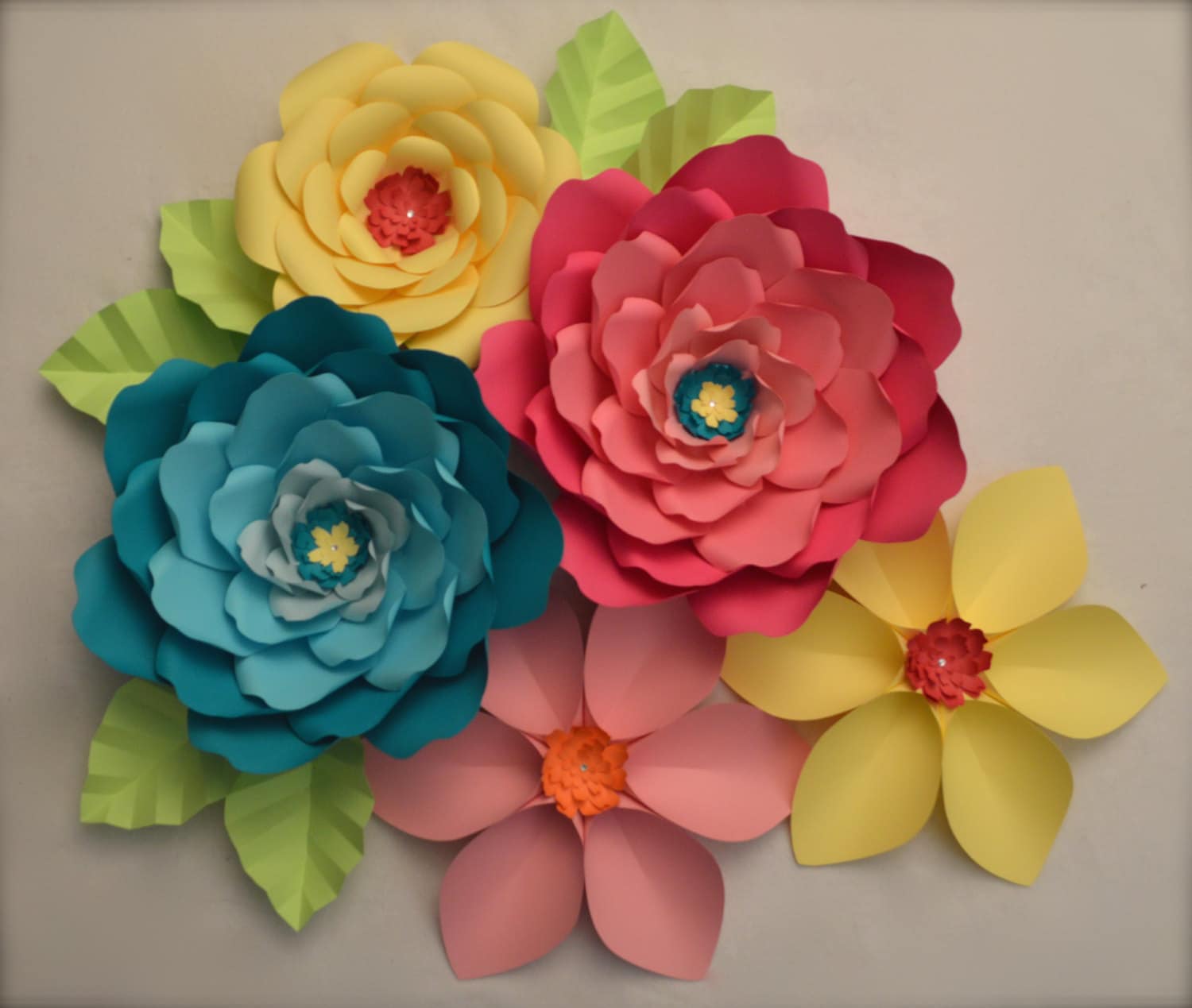 Large Paper Flowers-Set of 5