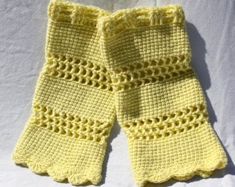 Pale Yellow Legwarmers, Pastel Crochet Leg warmers, One Size fits Most, Teen Dancewear, Women's Winter Accessories