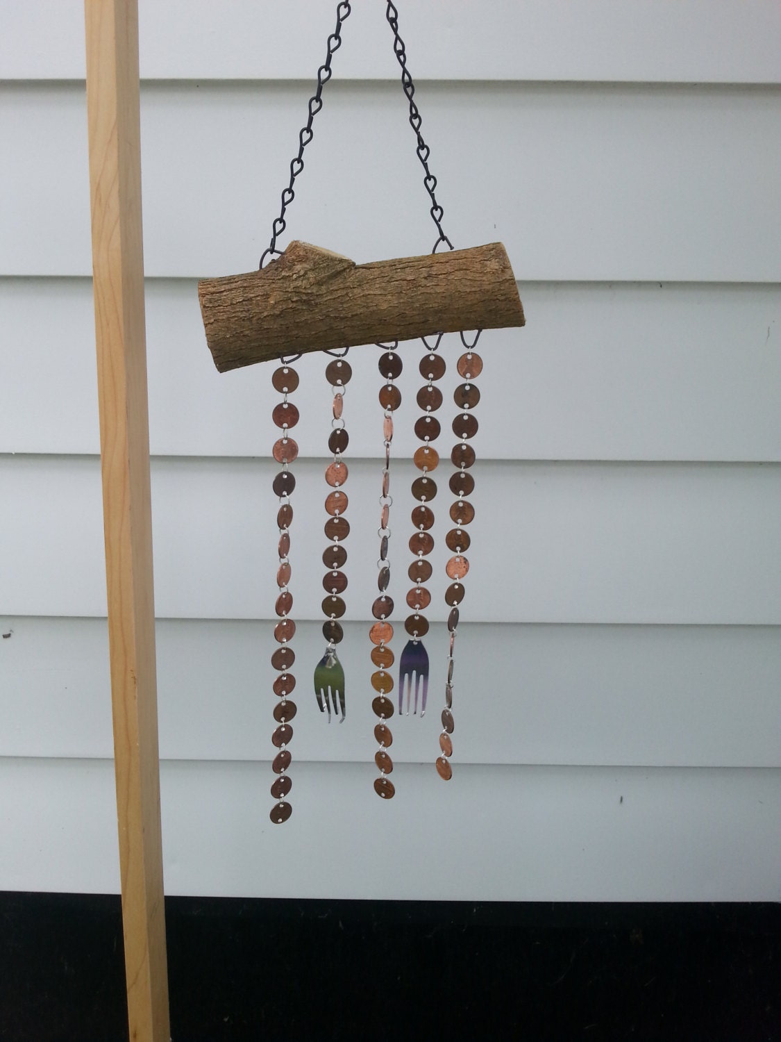 Rustic Copper Penny Wind Chimes Silverware by SherisGiftShoppe