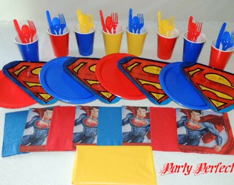 49 Piece Superman Place settings Table Decorations Party Supplies