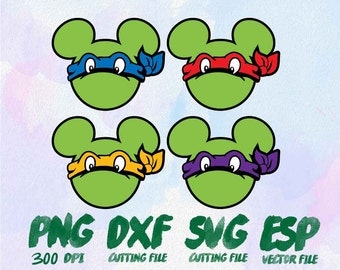 Mickey heads character Ninja Turtle Clipart , SVG Cutting , ESP Vectors files , T shirt , iron on , sticker ,Personal Use