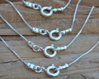 Finished Necklace - 0.7mm Box Chain Sterling Silver- 16 18 20 22 24 ,All quantities ,Bulk - Made in Italy High Quality 0.925
