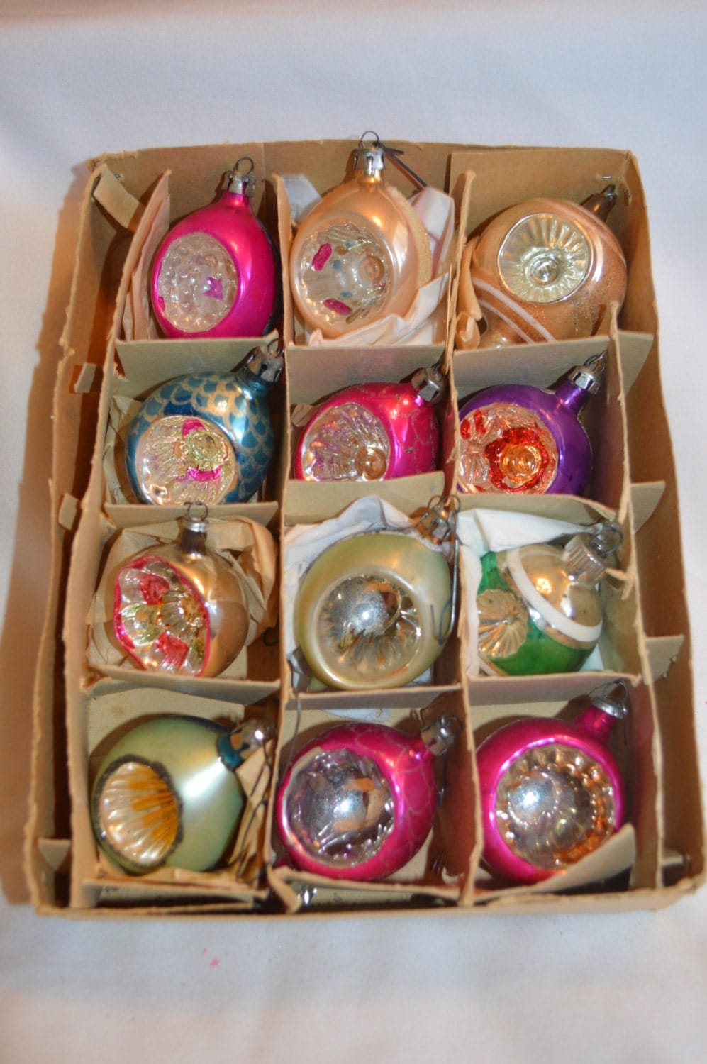 Vintage Christmas Ornaments 1950's Indent Christmas