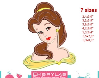 Applique Belle. Beauty and the Beast. Machine Embroidery Applique Design. Instant Digital Download (16199)