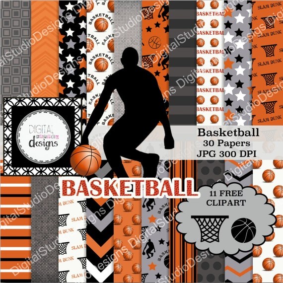 Basketball Digital Paper Pack 30 Papers by DigitalStudioDesigns