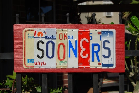 Oklahoma SOONERS - license plate sign, OU