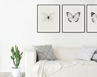 Butterflies prints, Set of prints, Minimalist, Scandi, Modern art, Wall art, Digital art, Printable, Digital poster Instant Download 16x20