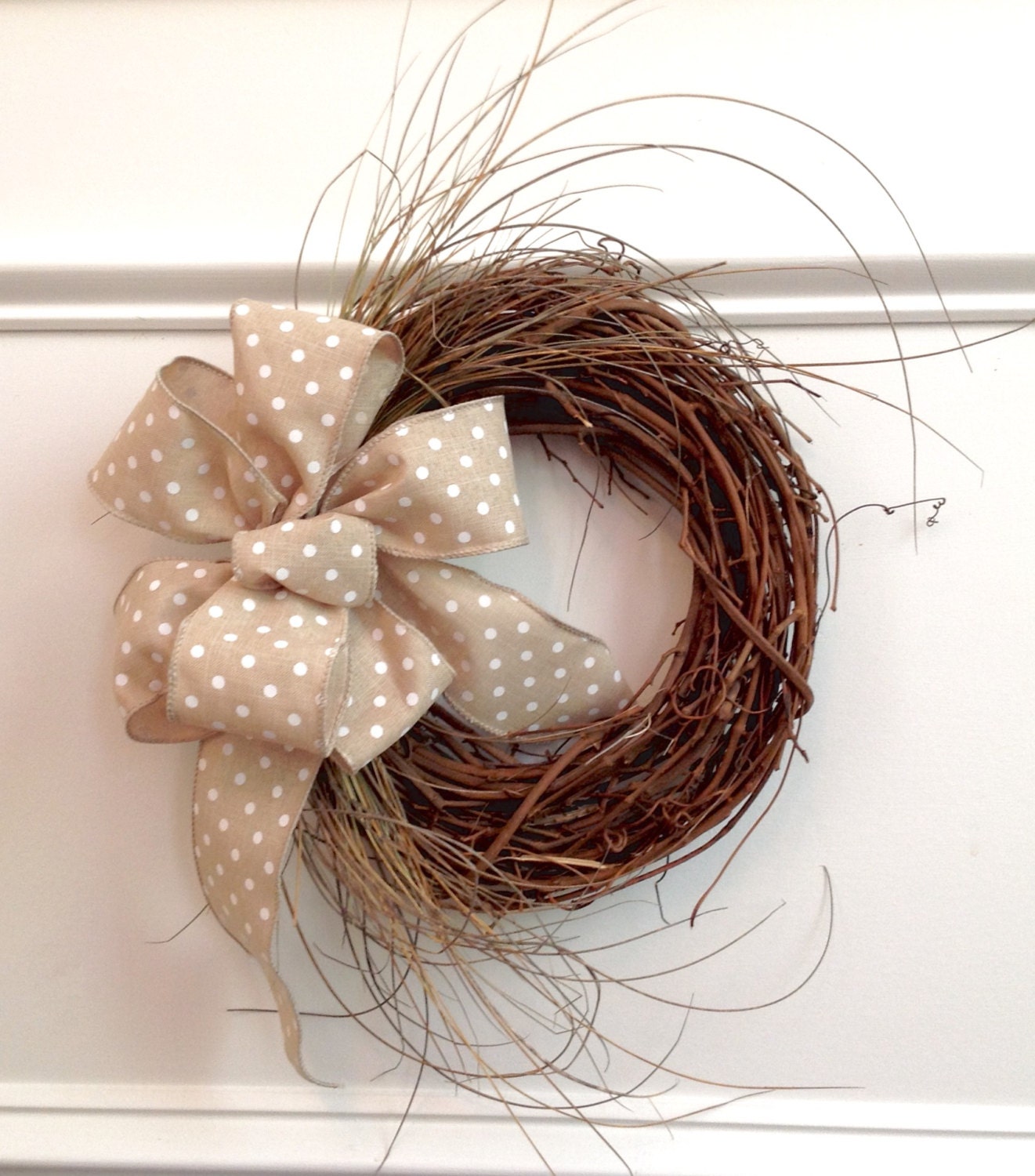 Seagrass Wreath with Polka Dot Bow by MagnoliasGrove on Etsy