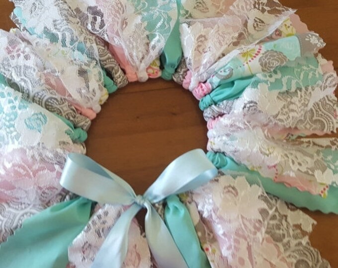 Medium Pink and Mint Floral Iridescent Lace fabric tutu Spring photo skirt for all ages smash photo skirt Easter egg hunt outfit for girls