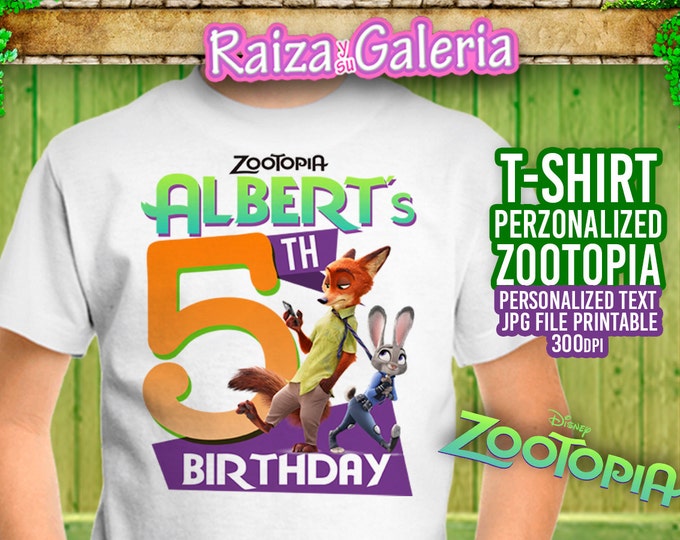T-shirt Disney Zootopia Personalized - Iron On t-shirt transfers! We deliver your order in record time!, less than 4 hour! Best Value