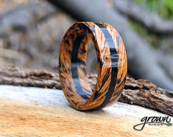 Jack Daniel's Whiskey Barrel and Ebony Ring, jack daniels, man ring handmade, bartender gift, whiskey barrel ring, jack daniels wedding band