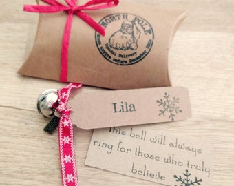 Polar Express style personalised sleigh bell with gift box