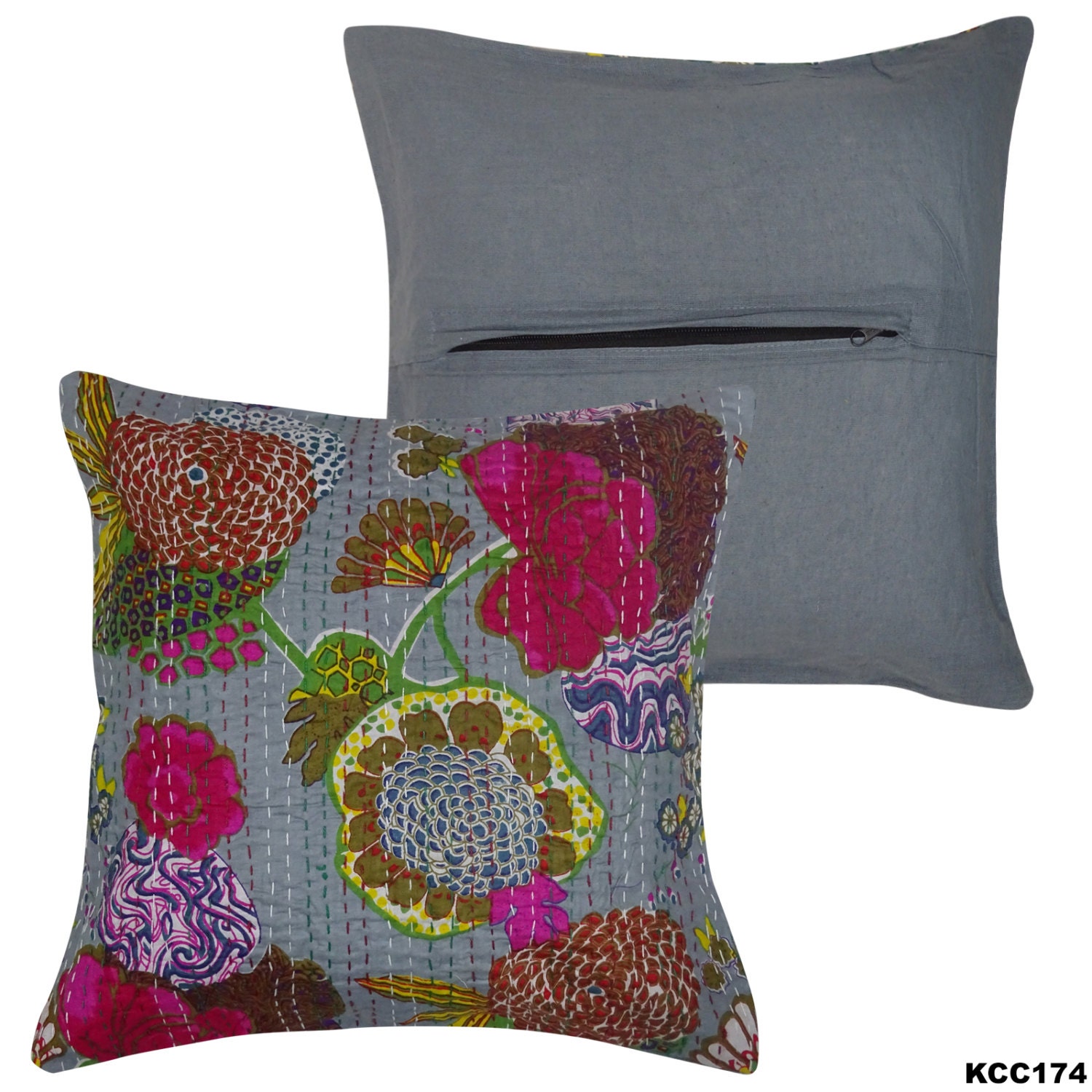 Decorative Cushion Cover Cotton Fabric Indian Throw Pillow