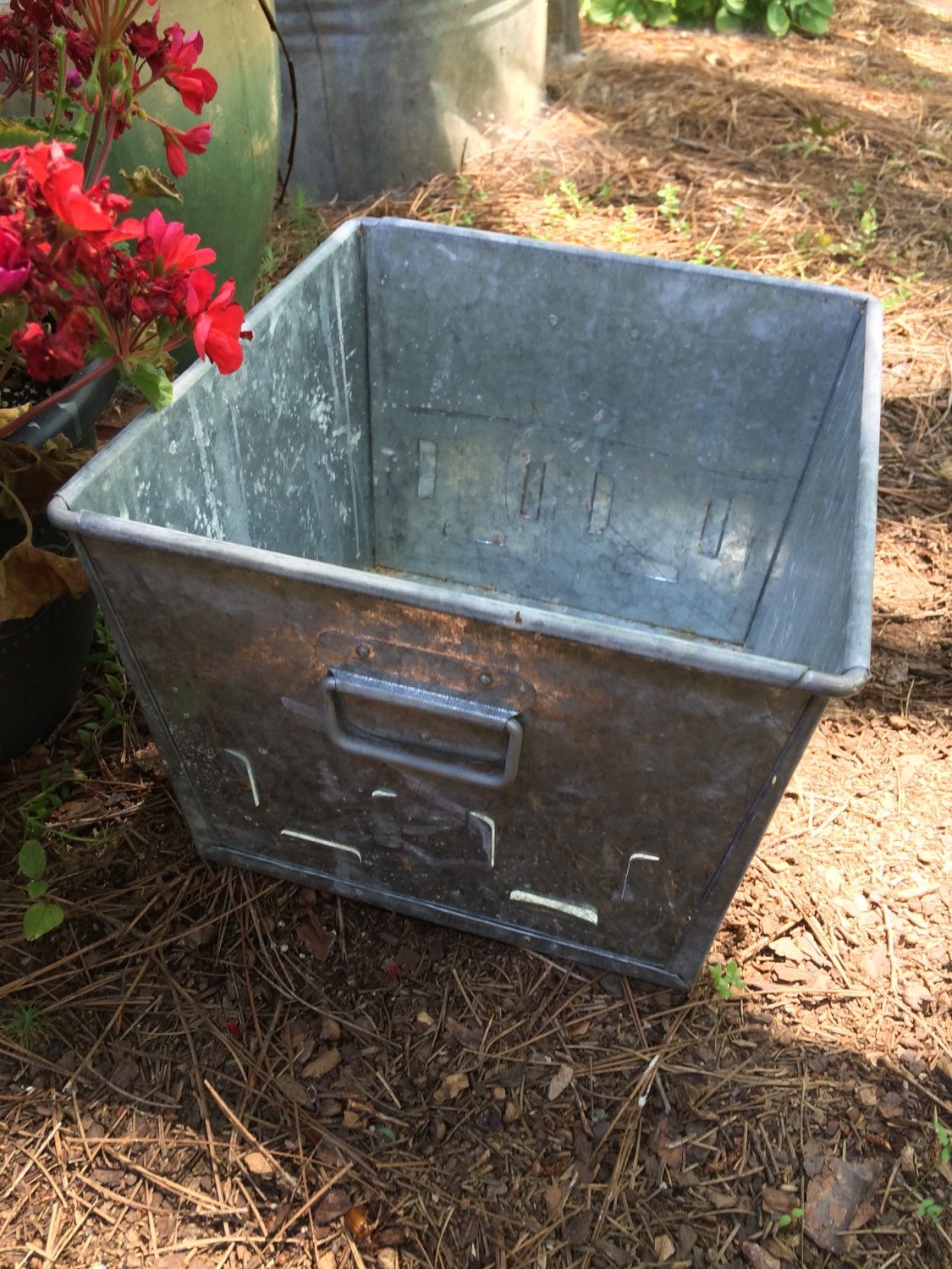 Square Rustic Bucket Square Metal Box Photo Prop Country